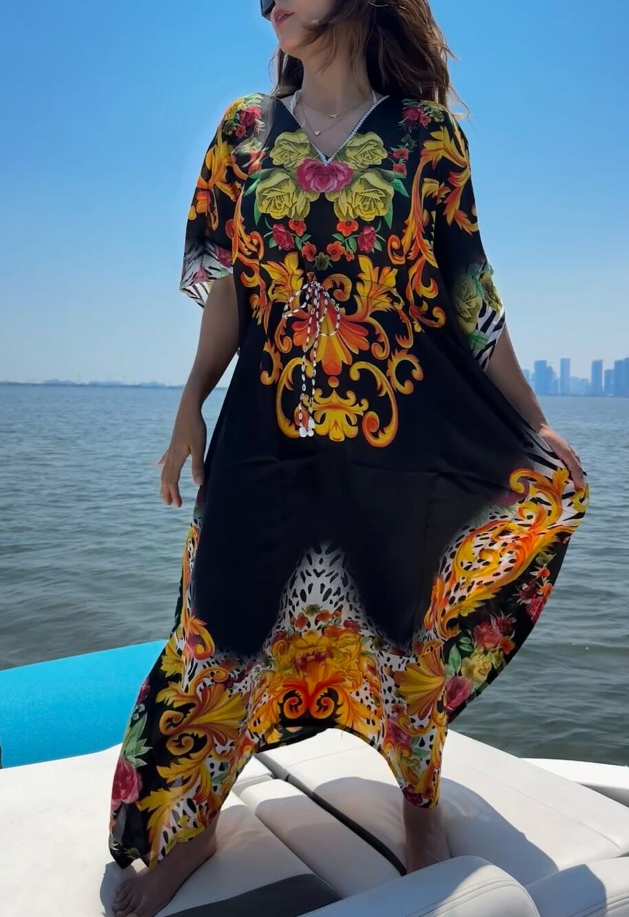 Maxi long Kaftan Women's Maxi Dress, Cover-Ups, One Size